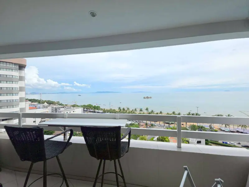 High-floor beachfront studio offering panoramic sea views, generous living space